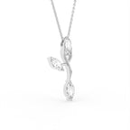 14K White Gold Floral Marquise Diamond Pendant — 3D VIEW