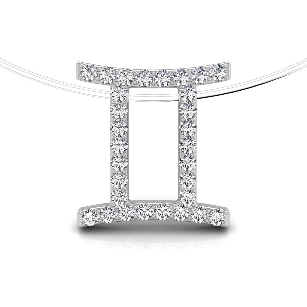 18K Zodiac Round Diamond Pendant — FRONT