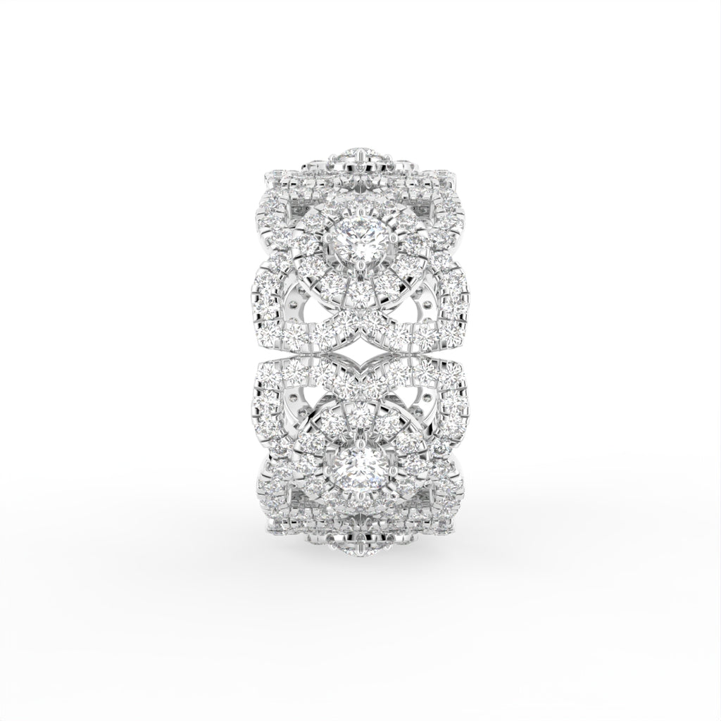 18K Floral Pave Diamond Ring — SIDE