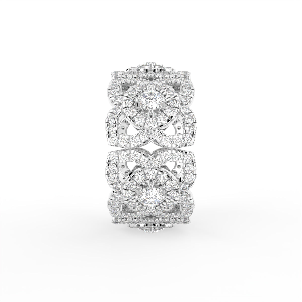 18K Floral Pave Diamond Ring — SIDE