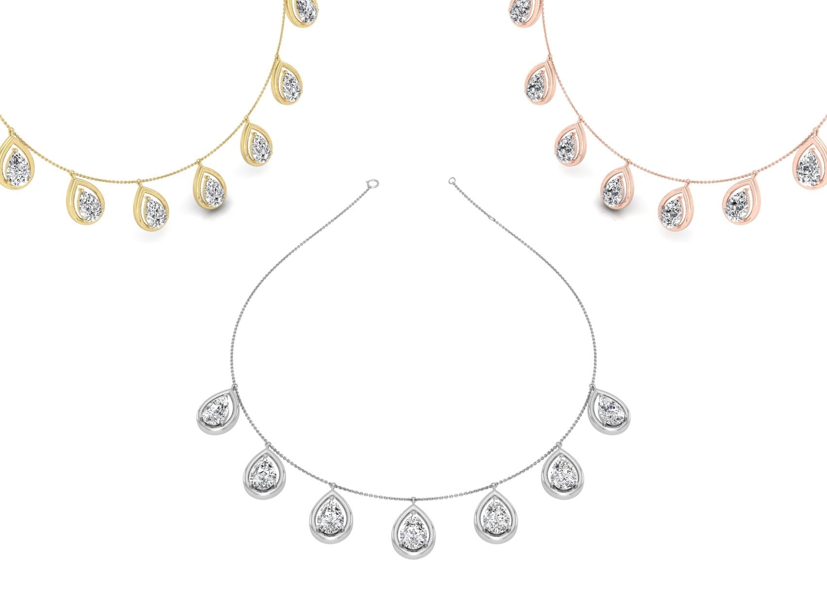 18K Round Diamond Tennis Necklace — 3 COLOR