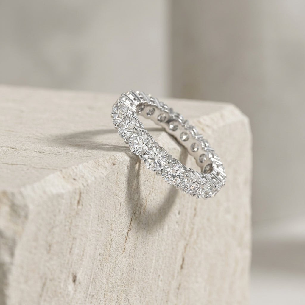 18K White Gold Full Eternity Round Diamond Ring