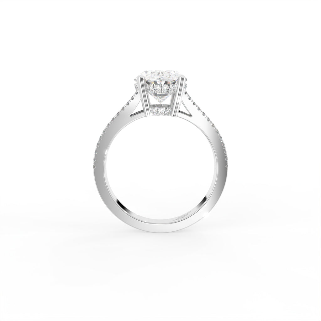18K White Gold Solitaire Oval Diamond Ring — FRONT