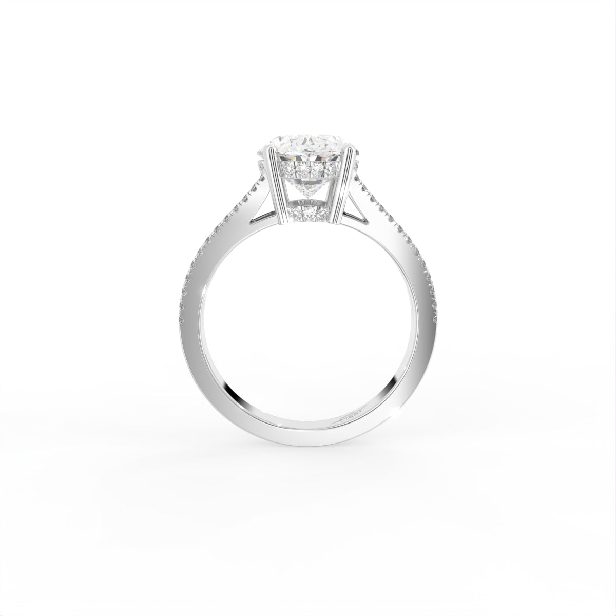 18K White Gold Solitaire Oval Diamond Ring — FRONT