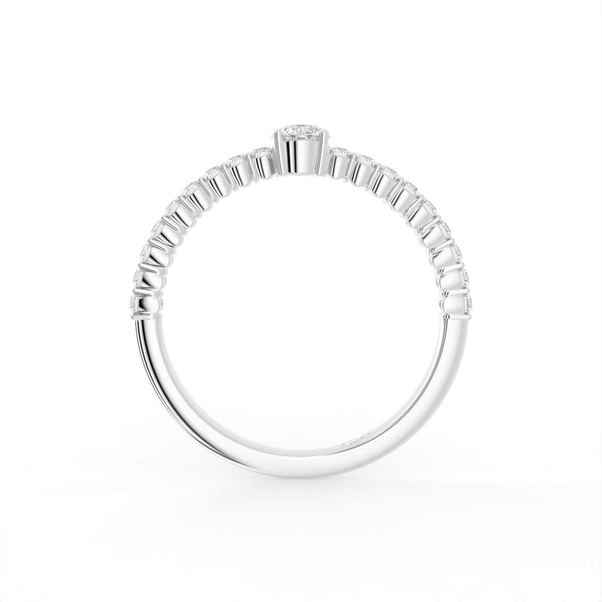 18K Yellow Gold Shoulder Set Diamond Promise Ring — FRONT