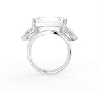 18K Trilogy Emerald Diamond Ring — FRONT