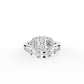 18K Bespoke Emerald Cut Diamond Trilogy Ring Set — TOP