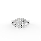 18K Bespoke Emerald Cut Diamond Trilogy Ring Set — TOP