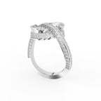 18K Twin Marquise Halo Diamond Ring — 3D VIEW