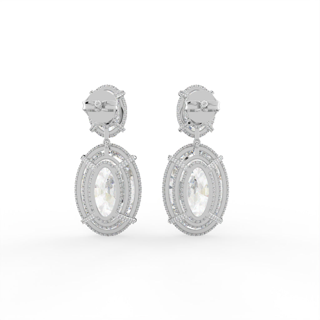 18K Solitaire Two Stone Diamond Drop Earrings — BACK
