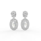 18K Solitaire Two Stone Diamond Drop Earrings — BACK