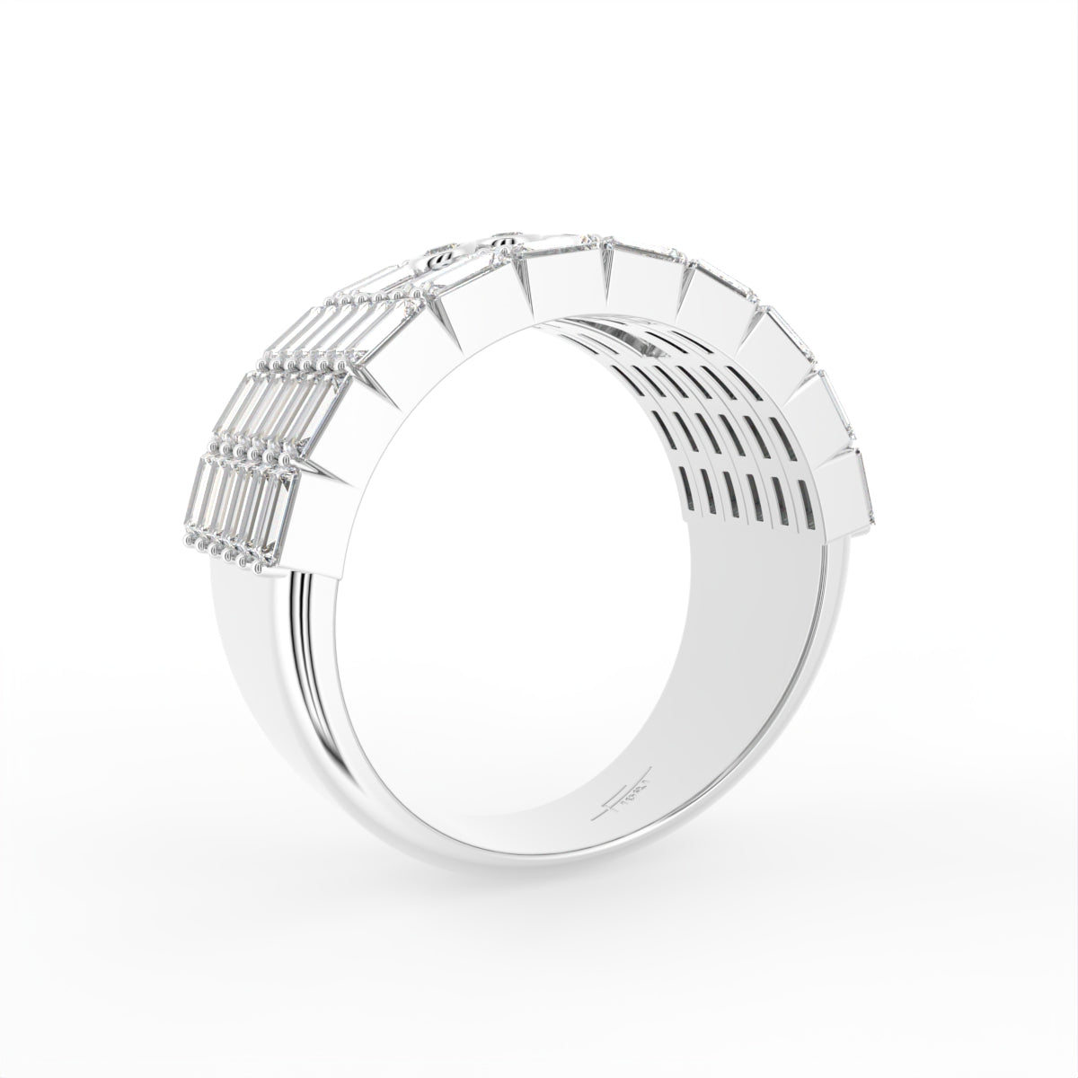 18K White Gold Round Diamond Eternity Ring — 3D VIEW