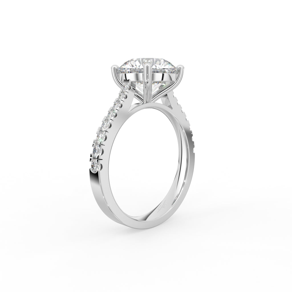 18K Solitaire Round Diamond Engagement Ring — 3D VIEW