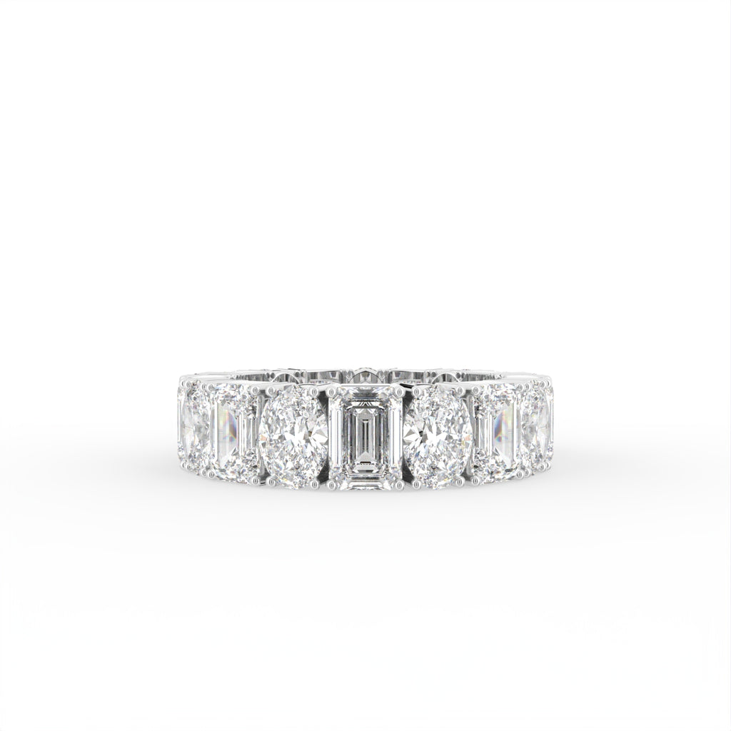 18K Full Eternity Emerald Cut Diamond Ring — TOP