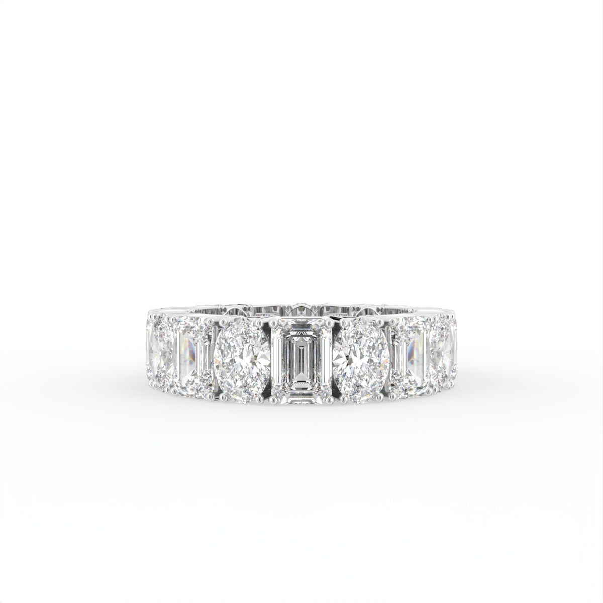 18K Full Eternity Emerald Cut Diamond Ring — TOP