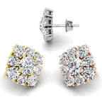 18K Round Halo Bespoke Diamond Earrings — 3 COLOR