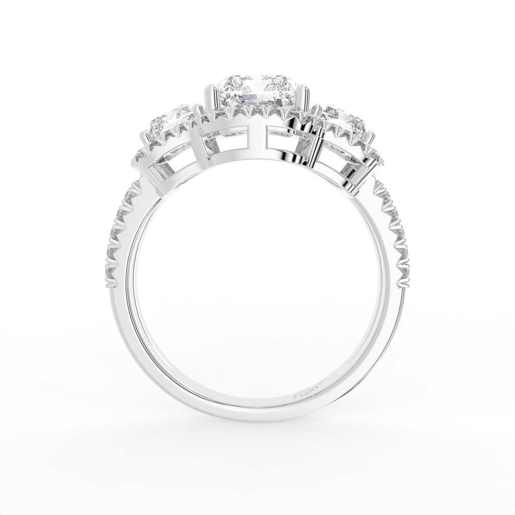 18K White Gold Halo Diamond Engagement Ring — FRONT