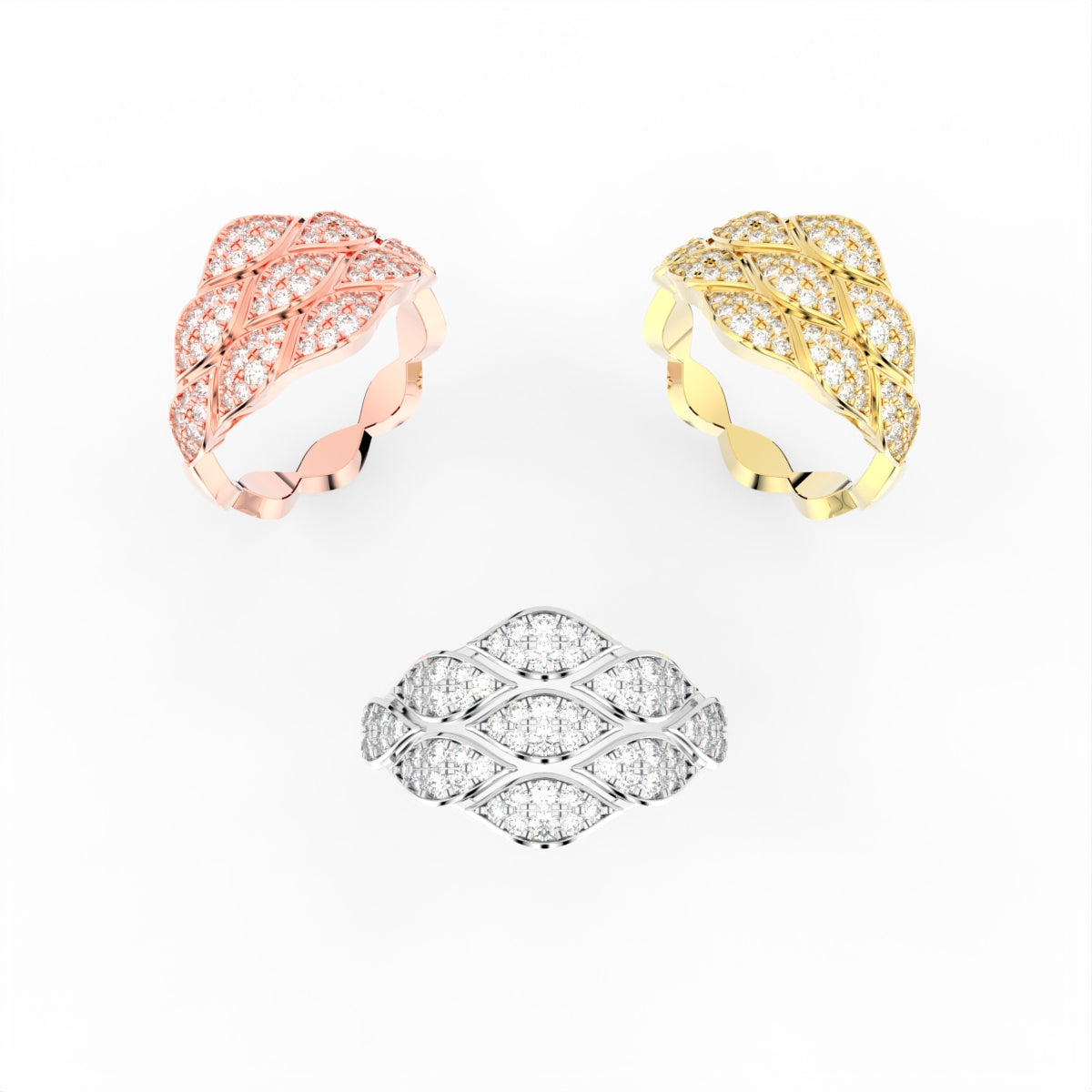 Sterling Silver Diamond Ring — 3 COLOR