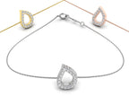 18K White Gold Arabic Alphabet Round Diamond Bracelet — 3 COLOR