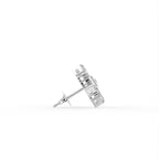 14K White Gold Floral Baguette Diamond Earrings — SIDE VIEW