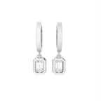 18K Emerald Halo Drop Diamond Earrings — BACK