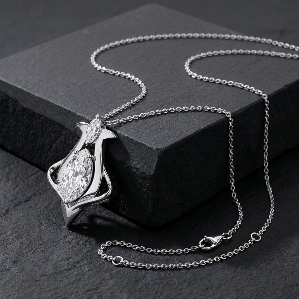 14K Marquise Diamond Pendant