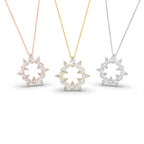 18K Floral Pear Diamond Pendant — 3 COLOR