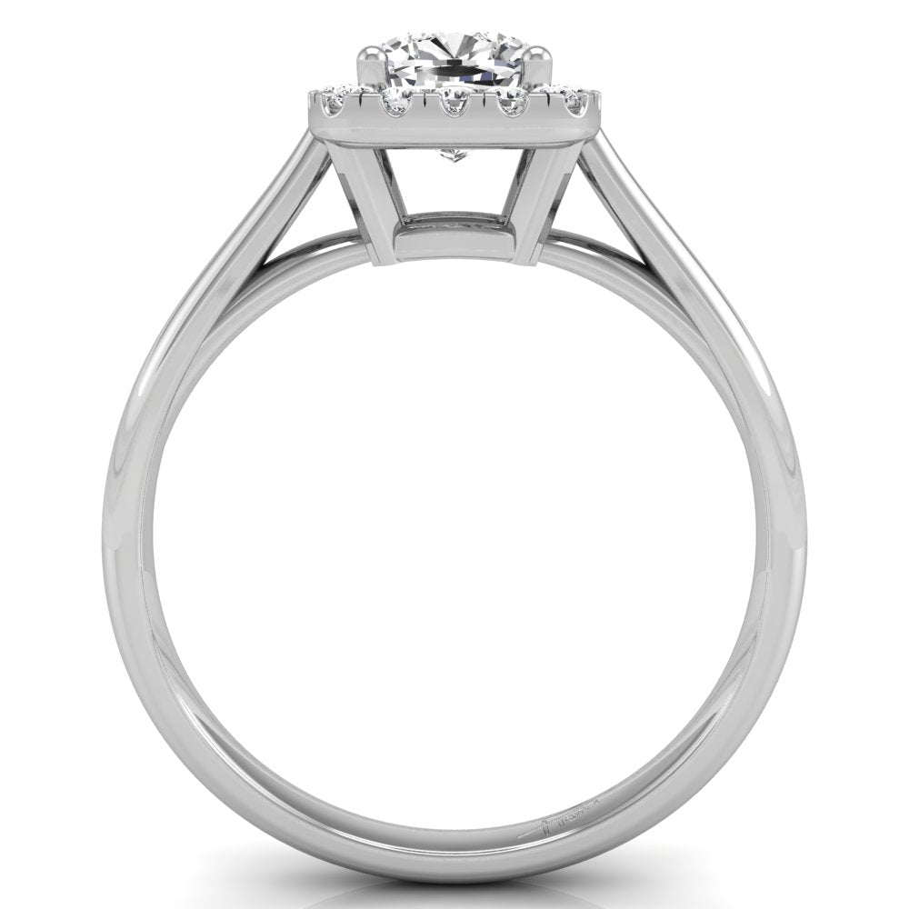 18K Halo Round Diamond Ring — FRONT