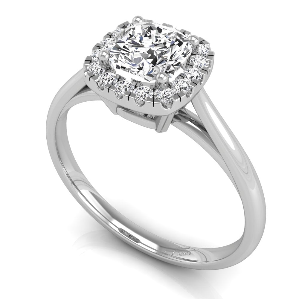 18K Halo Round Diamond Ring — 3D VIEW