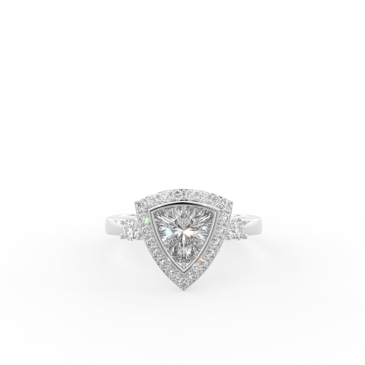 18K Halo Trillion Diamond Engagement Ring — TOP