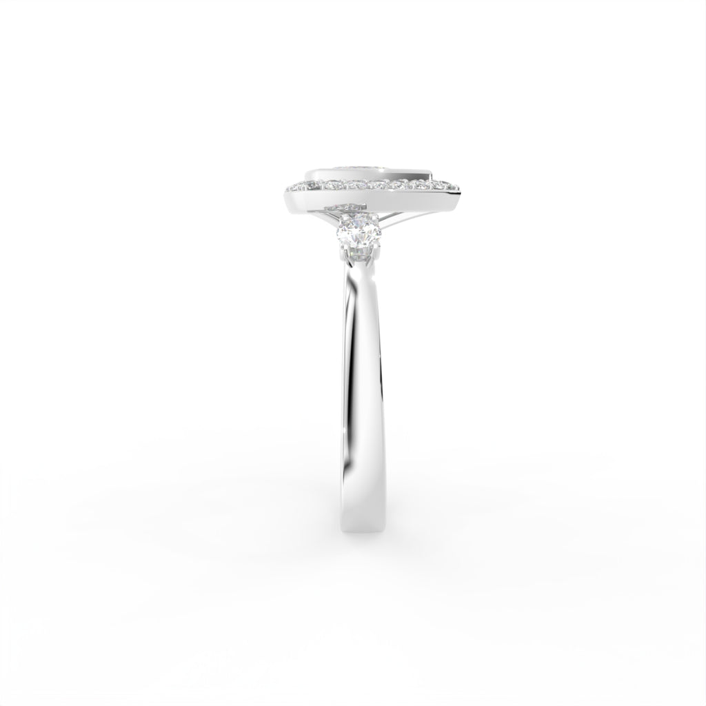 18K Halo Trillion Diamond Engagement Ring — SIDE