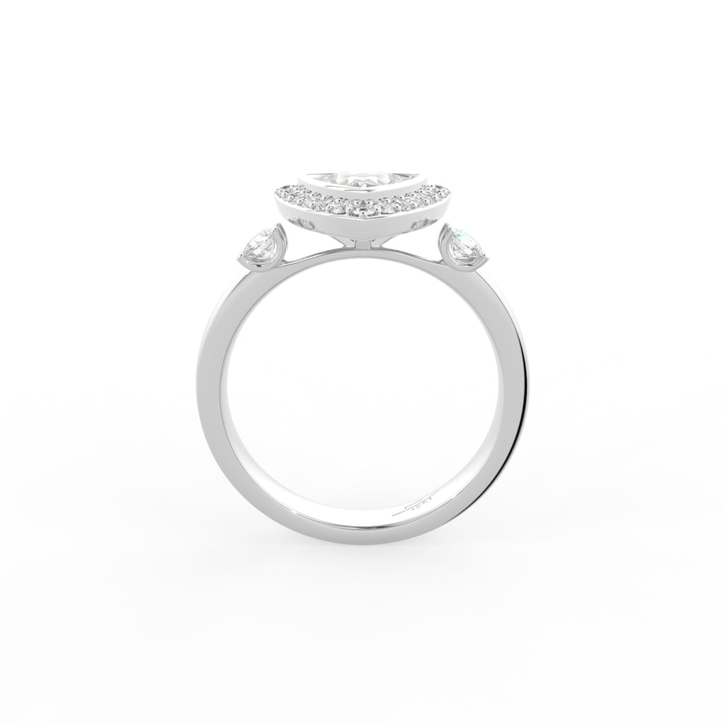 18K Halo Trillion Diamond Engagement Ring — FRONT