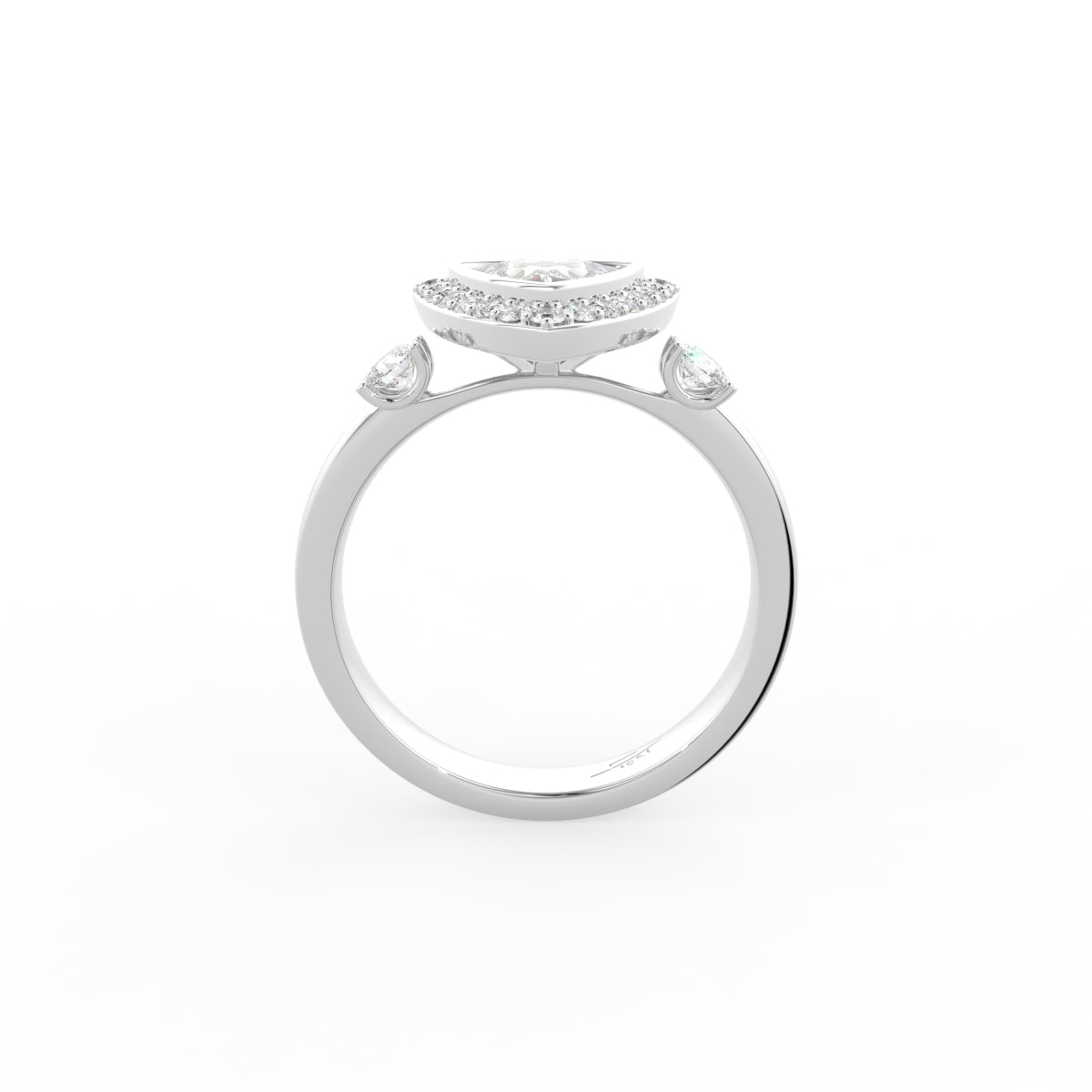 18K Halo Trillion Diamond Engagement Ring — FRONT