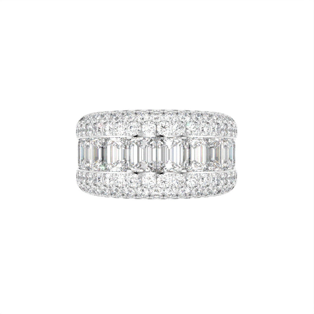 18K White Gold Eternity Emerald Diamond Ring — TOP
