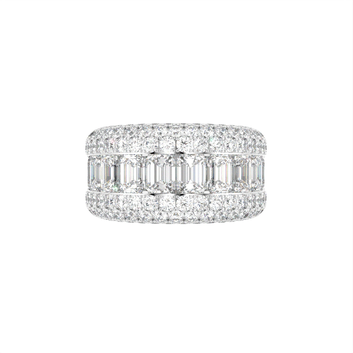 18K White Gold Eternity Emerald Diamond Ring — TOP