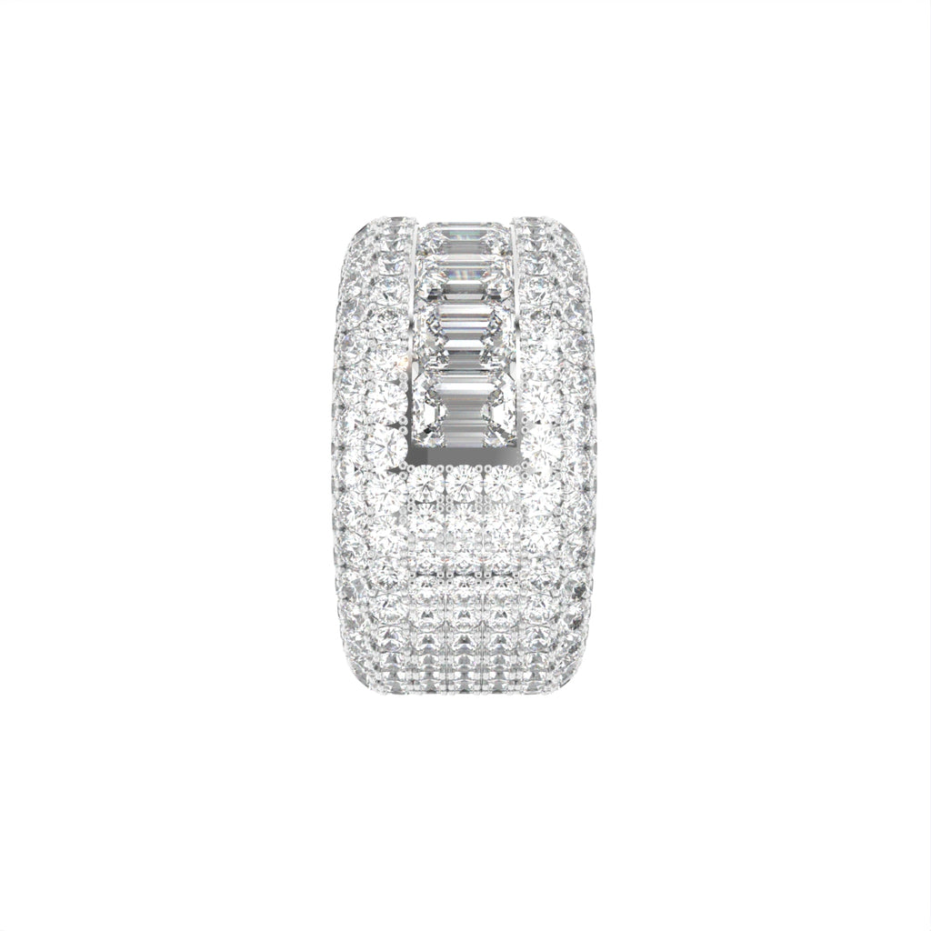18K White Gold Eternity Emerald Diamond Ring — SIDE