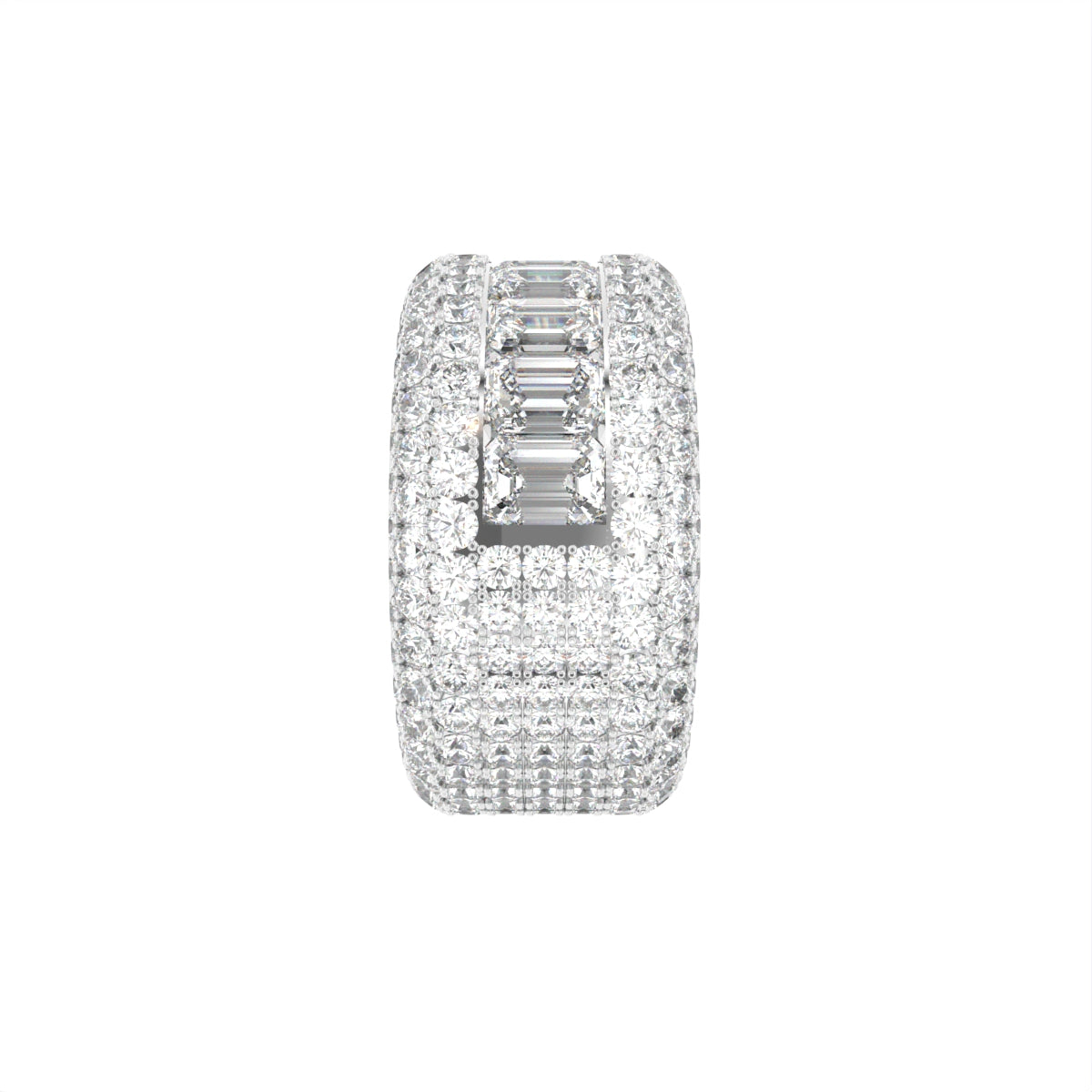 18K White Gold Eternity Emerald Diamond Ring — SIDE