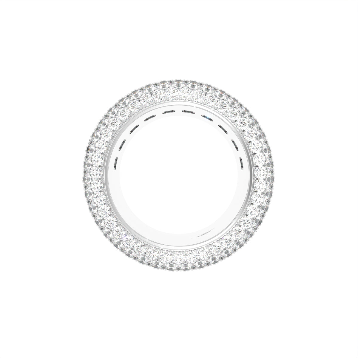 18K White Gold Eternity Emerald Diamond Ring — FRONT