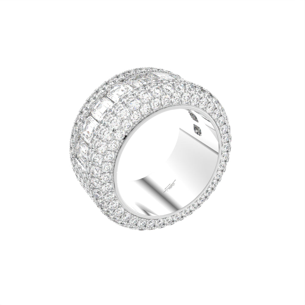 18K White Gold Eternity Emerald Diamond Ring — 3D VIEW