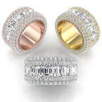 18K White Gold Eternity Emerald Diamond Ring — 3 COLOR