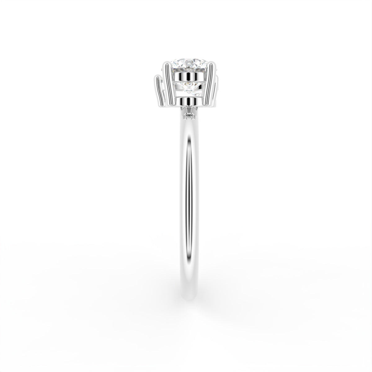 18K Bespoke Pear Diamond Open Ring — SIDE