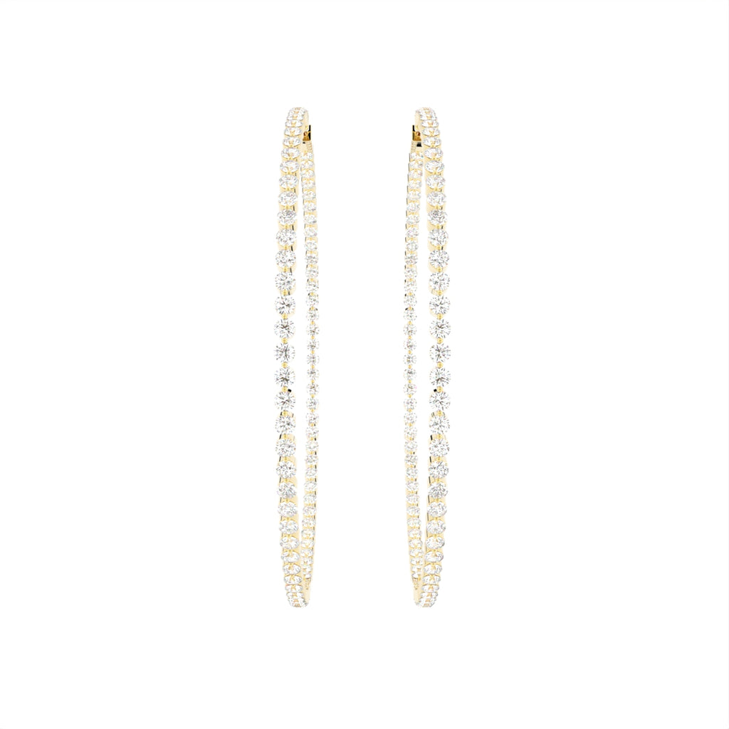 18K White Gold Round Diamond Hoop Earrings — TOP