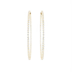 18K White Gold Round Diamond Hoop Earrings — TOP