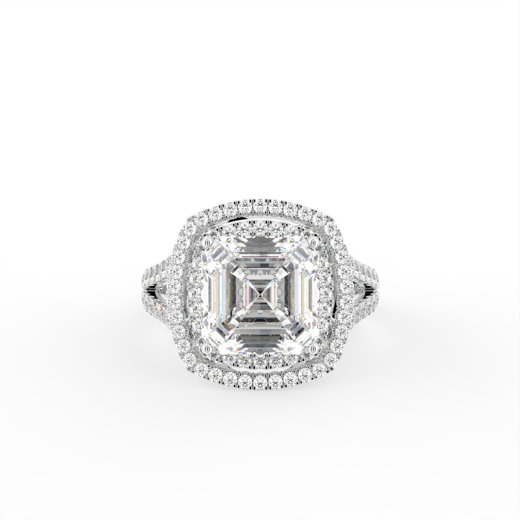 18K Halo Cushion-Cut Solitaire Diamond Ring — TOP