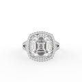 18K Halo Cushion-Cut Solitaire Diamond Ring — TOP