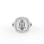 18K Halo Cushion-Cut Solitaire Diamond Ring — TOP