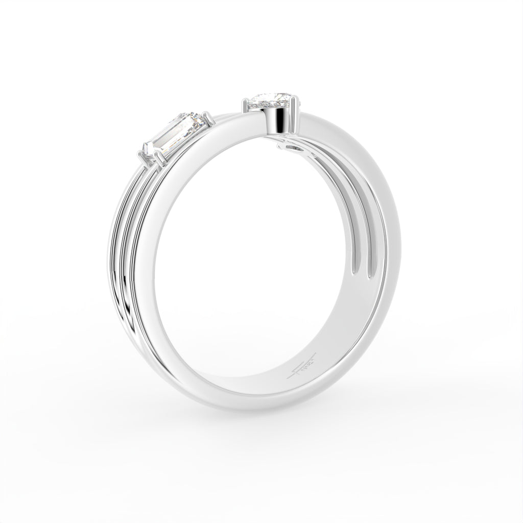 18K Triple Band Diamond Ring — 3D VIEW