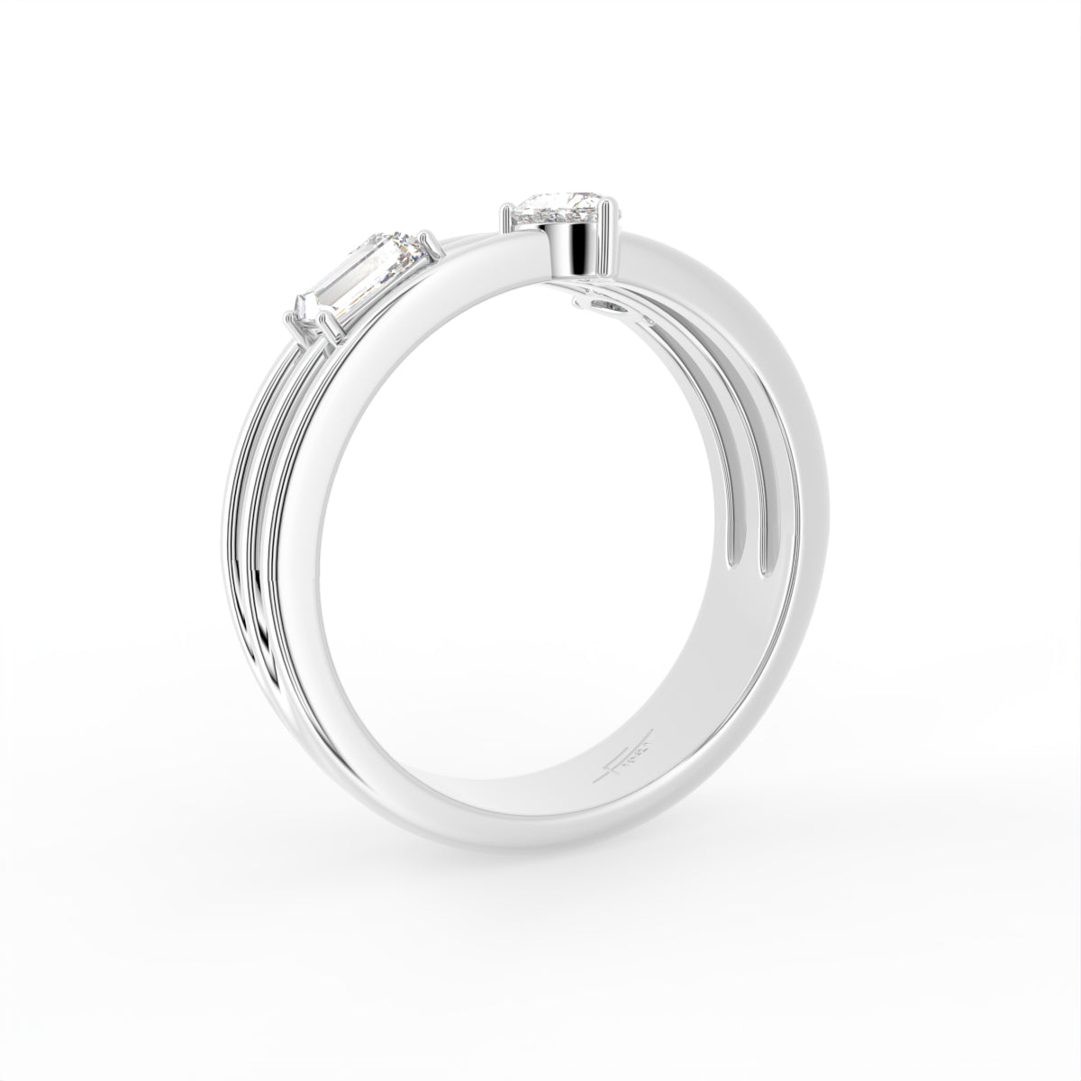 18K Triple Band Diamond Ring — 3D VIEW