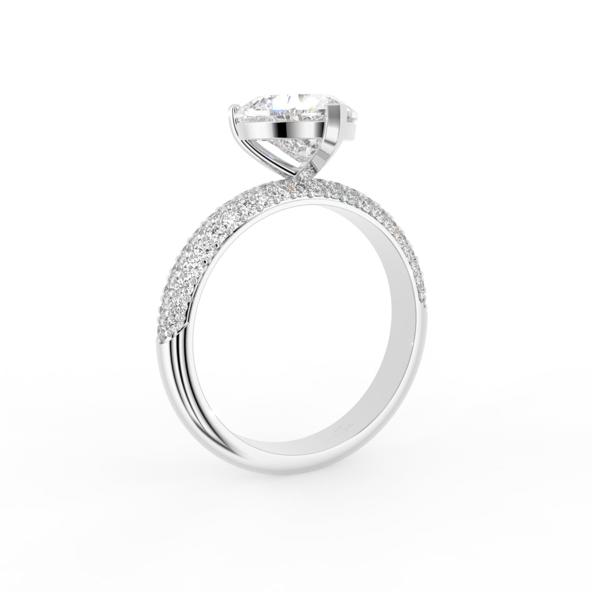 vimg:FJ6774|vimg:FJ6775|18K Solitaire Heart Diamond Engagement Ring — 3D VIEW