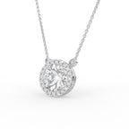 18K Halo Round Diamond Pendant — 3D VIEW